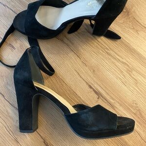 Seychelles Heritage black suede tie strap heels